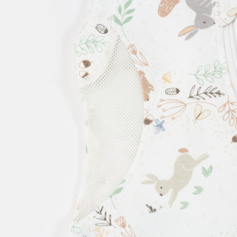 Hypoallergenic 0.5Tog baby sleep sack with two-way zipper Storybook Nutmeg