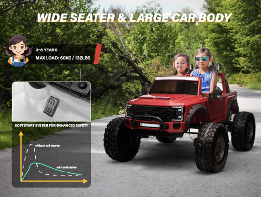 Ford Super Duty F450 Monster Lifted 2 Seaters 24V Ride-on Truck with Big EVA Tires, Remote Control, Licensed